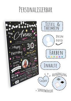 Meilensteintafel Chalkboard Geschenk 30. Geburtstag Personalisiert Geburtstagstafel Frau Mann Chalk O Classic (9)