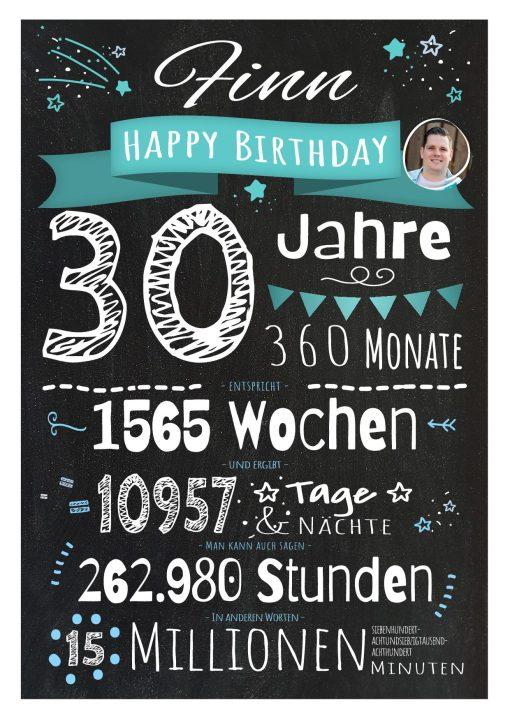 Meilensteintafel Chalkboard Geschenk 30. Geburtstag Personalisiert Mann Frau Geburtstagstafel Zahlenspaß Chalk