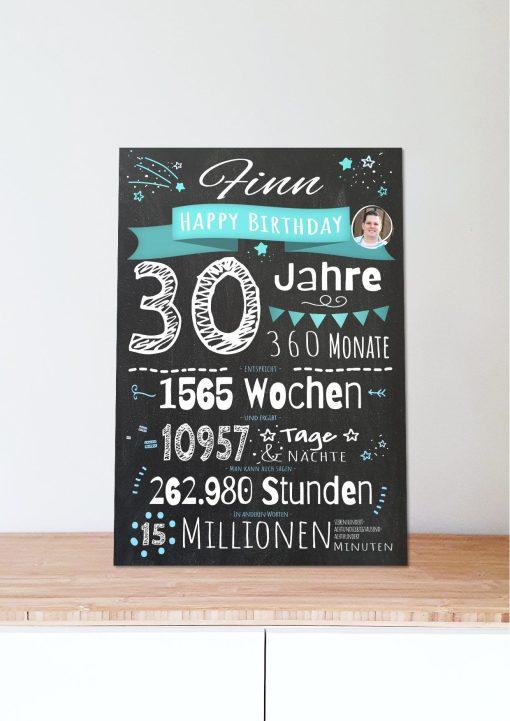 Meilensteintafel Chalkboard Geschenk 30. Geburtstag Personalisiert Mann Frau Geburtstagstafel Zahlenspaß06