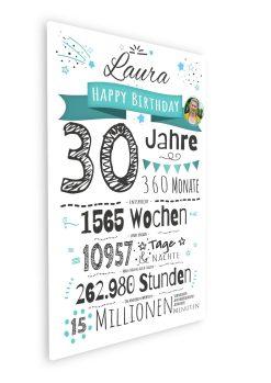 Meilensteintafel Chalkboard Geschenk 30. Geburtstag Personalisiert Mann Frau Geburtstagstafel Zahlenspaß08