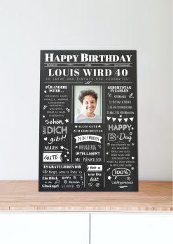Meilensteintafel Chalkboard Geschenk 40. Geburtstag Zeitung Geburtstagsposter Jahrgangsposter Personalisiert Frau Mann Happy Birthday (6)