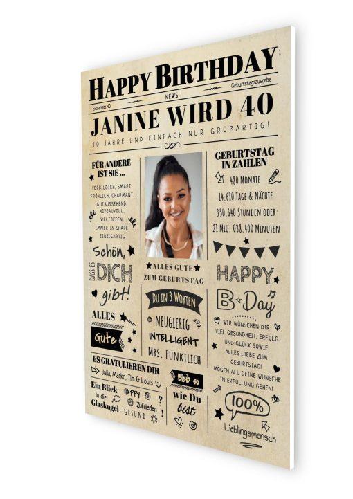 Meilensteintafel Chalkboard Geschenk 40. Geburtstag Zeitung Geburtstagsposter Jahrgangsposter Personalisiert Frau Mann Happy Birthday (7)