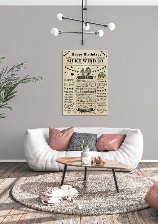 Meilensteintafel Chalkboard Geschenk 40. Geburtstag Zeitung Personalisiert Geburtstagstafel Mann Frau Klassik04