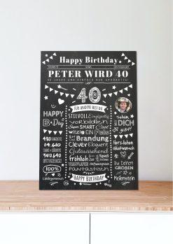 Meilensteintafel Chalkboard Geschenk 40. Geburtstag Zeitung Personalisiert Geburtstagstafel Mann Frau Klassik06