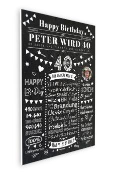 Meilensteintafel Chalkboard Geschenk 40. Geburtstag Zeitung Personalisiert Geburtstagstafel Mann Frau Klassik08