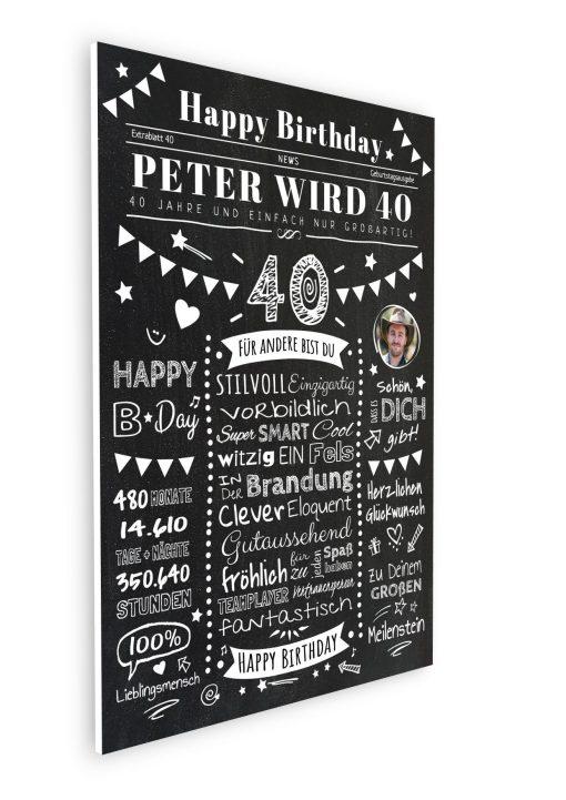 Meilensteintafel Chalkboard Geschenk 40. Geburtstag Zeitung Personalisiert Geburtstagstafel Mann Frau Klassik08