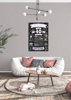 Meilensteintafel Chalkboard Geschenk 40. Geburtstag Personalisiert Geburtstagsposter Frau Mann Retro Classic04