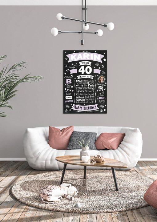 Meilensteintafel Chalkboard Geschenk 40. Geburtstag Personalisiert Geburtstagsposter Frau Mann Retro Classic04