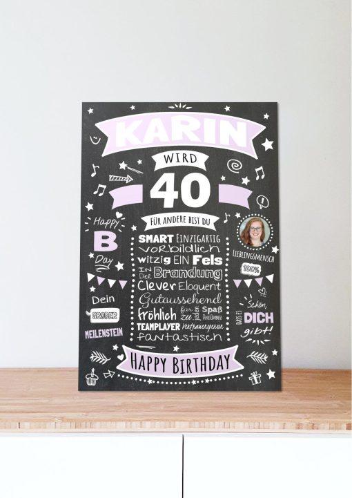 Meilensteintafel Chalkboard Geschenk 40. Geburtstag Personalisiert Geburtstagsposter Frau Mann Retro Classic06