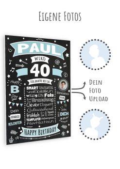 Meilensteintafel Chalkboard Geschenk 40. Geburtstag Personalisiert Geburtstagsposter Frau Mann Retro Classic11