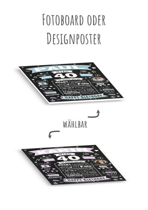 Meilensteintafel Chalkboard Geschenk 40. Geburtstag Personalisiert Geburtstagsposter Frau Mann Retro Classic13