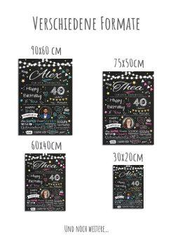 Meilensteintafel Chalkboard Geschenk 40. Geburtstag Personalisiert Geburtstagstafel Frau Mann Chalk O Classic (12)