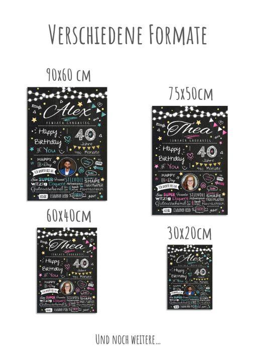 Meilensteintafel Chalkboard Geschenk 40. Geburtstag Personalisiert Geburtstagstafel Frau Mann Chalk O Classic (12)
