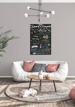 Meilensteintafel Chalkboard Geschenk 40. Geburtstag Personalisiert Geburtstagstafel Frau Mann Chalk O Classic (4)