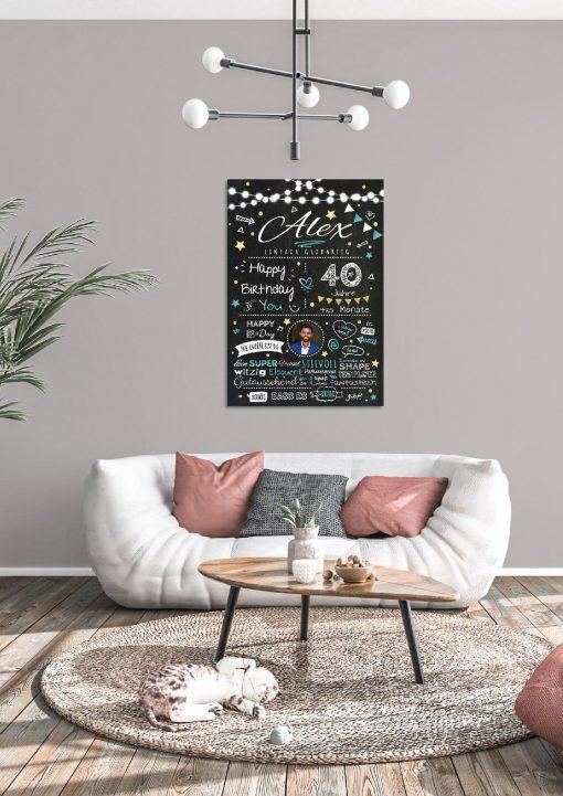 Meilensteintafel Chalkboard Geschenk 40. Geburtstag Personalisiert Geburtstagstafel Frau Mann Chalk O Classic (4)