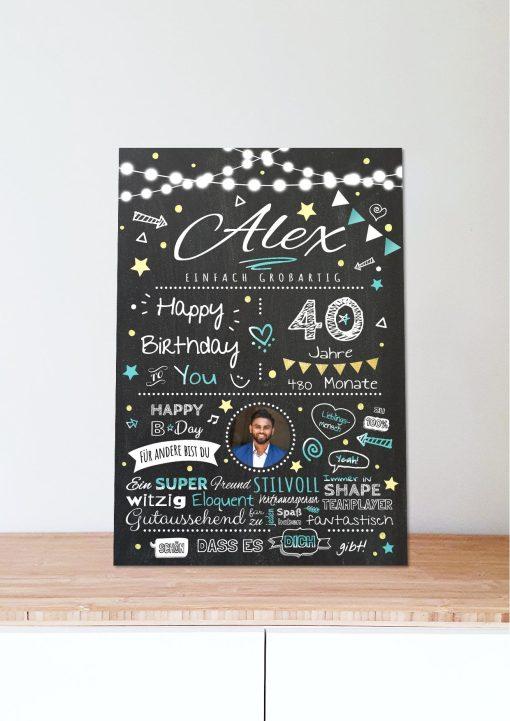 Meilensteintafel Chalkboard Geschenk 40. Geburtstag Personalisiert Geburtstagstafel Frau Mann Chalk O Classic (6)