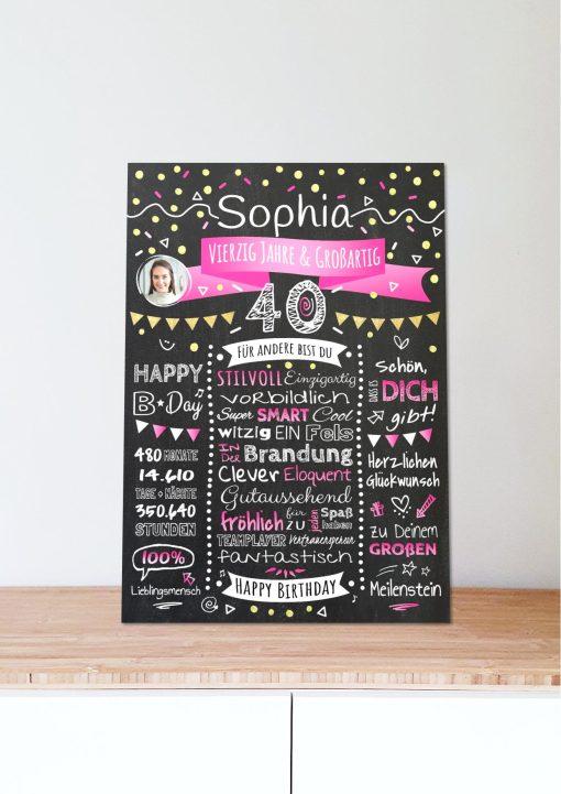 Meilensteintafel Chalkboard Geschenk 40. Geburtstag Personalisiert Geburtstagstafel Klassik Mann Frau06