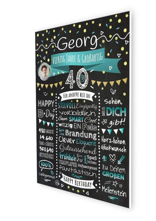Meilensteintafel Chalkboard Geschenk 40. Geburtstag Personalisiert Geburtstagstafel Klassik Mann Frau07