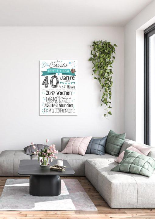 Meilensteintafel Chalkboard Geschenk 40. Geburtstag Personalisiert Mann Frau Geburtstagstafel Zahlenspaß01