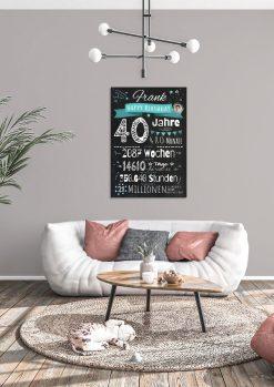 Meilensteintafel Chalkboard Geschenk 40. Geburtstag Personalisiert Mann Frau Geburtstagstafel Zahlenspaß04