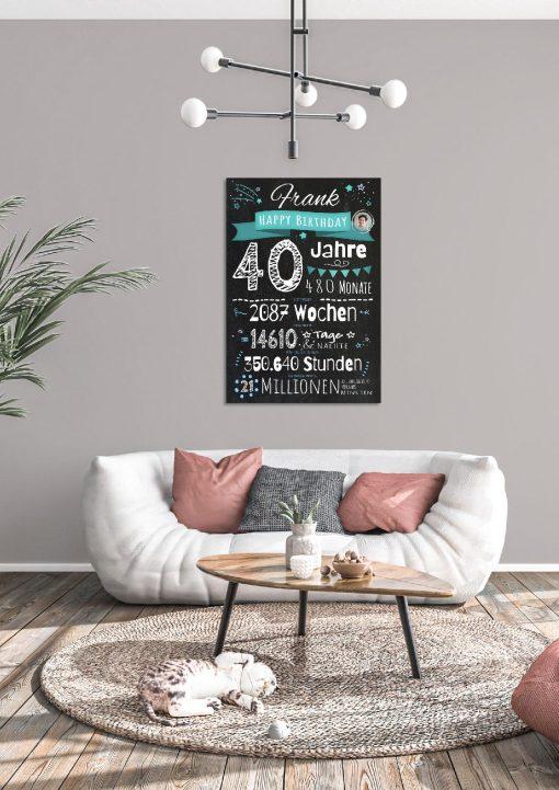 Meilensteintafel Chalkboard Geschenk 40. Geburtstag Personalisiert Mann Frau Geburtstagstafel Zahlenspaß04