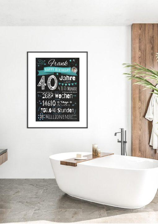 Meilensteintafel Chalkboard Geschenk 40. Geburtstag Personalisiert Mann Frau Geburtstagstafel Zahlenspaß05