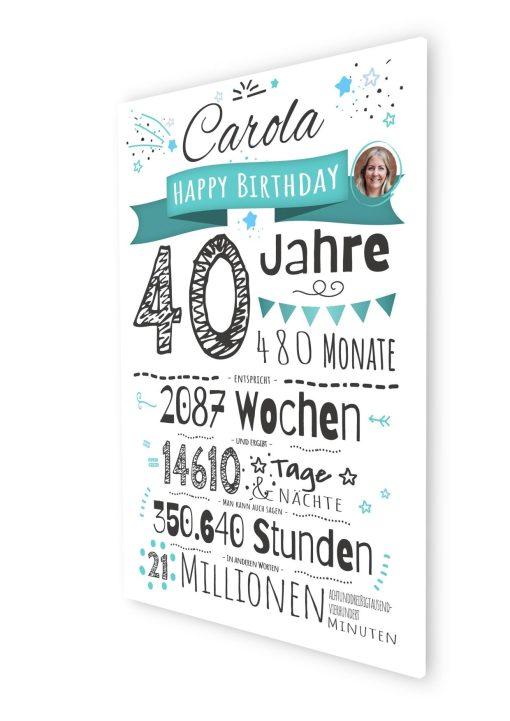 Meilensteintafel Chalkboard Geschenk 40. Geburtstag Personalisiert Mann Frau Geburtstagstafel Zahlenspaß07