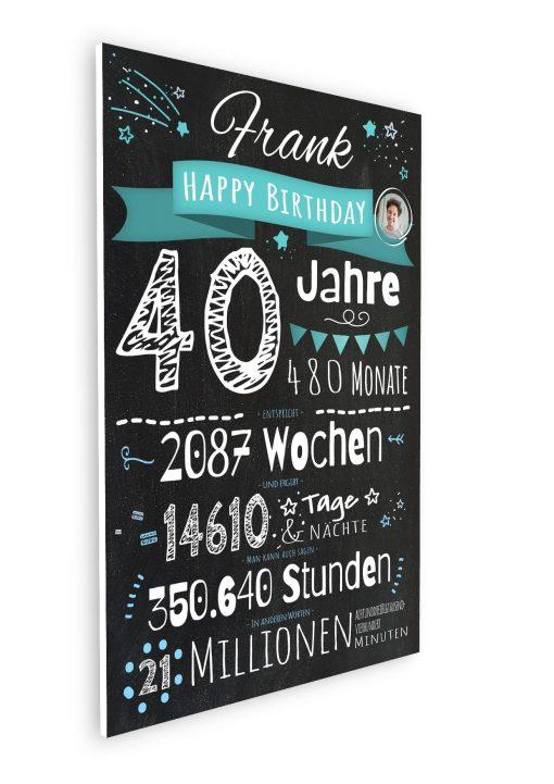 Meilensteintafel Chalkboard Geschenk 40. Geburtstag Personalisiert Mann Frau Geburtstagstafel Zahlenspaß08