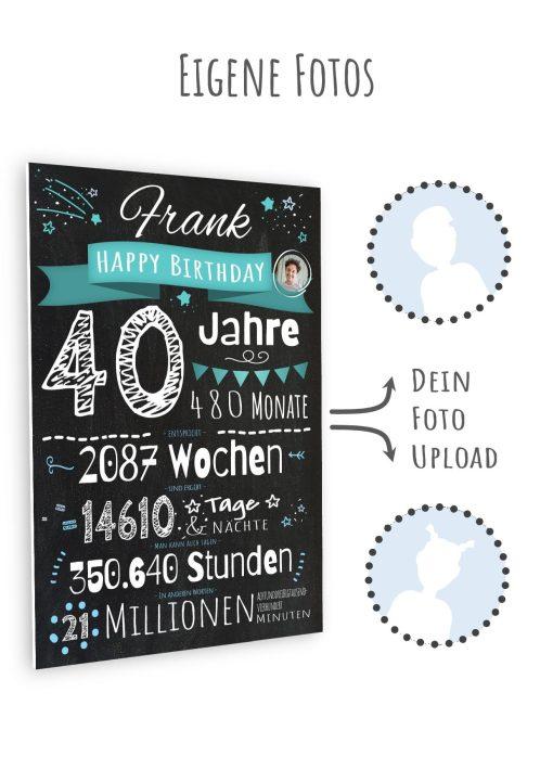 Meilensteintafel Chalkboard Geschenk 40. Geburtstag Personalisiert Mann Frau Geburtstagstafel Zahlenspaß11
