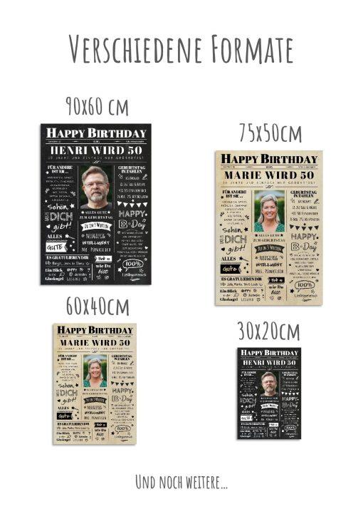 Meilensteintafel Chalkboard Geschenk 50. Geburtstag Zeitung Geburtstagsposter Jahrgangsposter Personalisiert Frau Mann Happy Birthday (11)