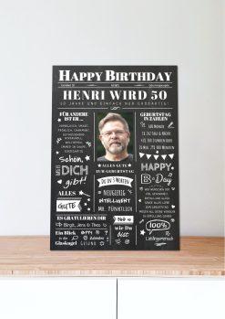 Meilensteintafel Chalkboard Geschenk 50. Geburtstag Zeitung Geburtstagsposter Jahrgangsposter Personalisiert Frau Mann Happy Birthday (5)