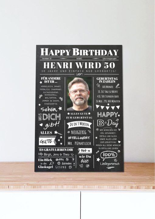 Meilensteintafel Chalkboard Geschenk 50. Geburtstag Zeitung Geburtstagsposter Jahrgangsposter Personalisiert Frau Mann Happy Birthday (5)