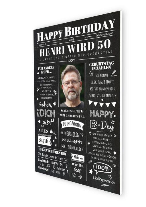 Meilensteintafel Chalkboard Geschenk 50. Geburtstag Zeitung Geburtstagsposter Jahrgangsposter Personalisiert Frau Mann Happy Birthday (6)