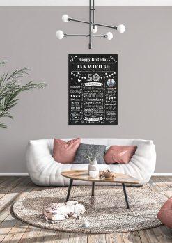 Meilensteintafel Chalkboard Geschenk 50. Geburtstag Zeitung Personalisiert Geburtstagstafel Mann Frau Klassik04
