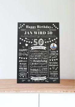 Meilensteintafel Chalkboard Geschenk 50. Geburtstag Zeitung Personalisiert Geburtstagstafel Mann Frau Klassik06