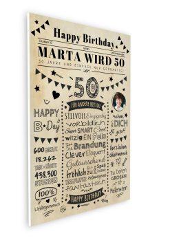Meilensteintafel Chalkboard Geschenk 50. Geburtstag Zeitung Personalisiert Geburtstagstafel Mann Frau Klassik08