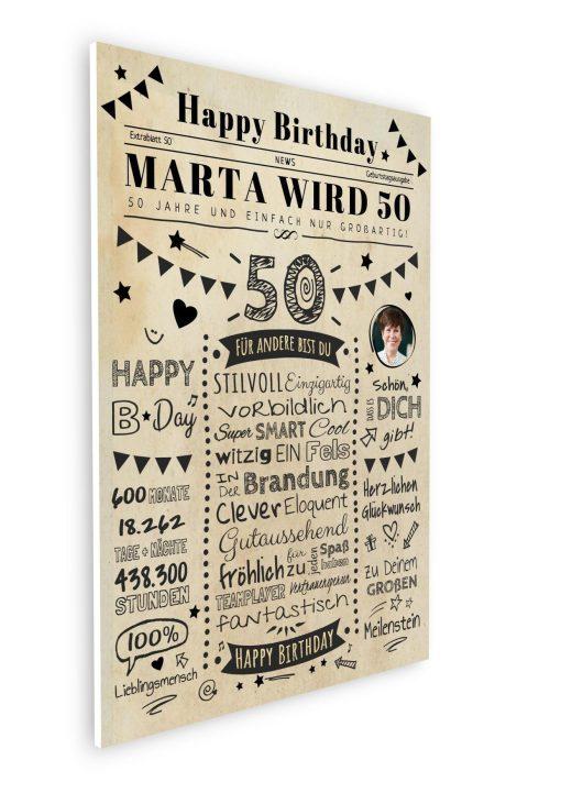 Meilensteintafel Chalkboard Geschenk 50. Geburtstag Zeitung Personalisiert Geburtstagstafel Mann Frau Klassik08