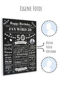 Meilensteintafel Chalkboard Geschenk 50. Geburtstag Zeitung Personalisiert Geburtstagstafel Mann Frau Klassik11