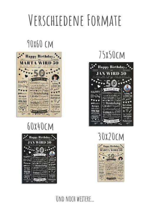 Meilensteintafel Chalkboard Geschenk 50. Geburtstag Zeitung Personalisiert Geburtstagstafel Mann Frau Klassik12