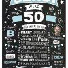 Meilensteintafel Chalkboard Geschenk 50. Geburtstag Personalisiert Geburtstagsposter Frau Mann Retro Classic Blau