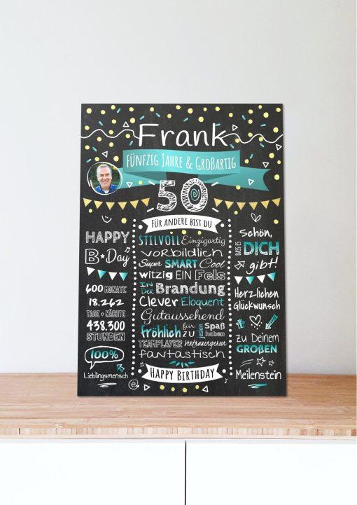 Meilensteintafel Chalkboard Geschenk 50. Geburtstag Personalisiert Geburtstagstafel Klassik Mann Frau06