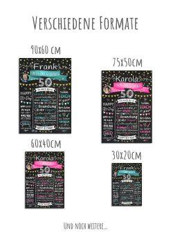 Meilensteintafel Chalkboard Geschenk 50. Geburtstag Personalisiert Geburtstagstafel Klassik Mann Frau12