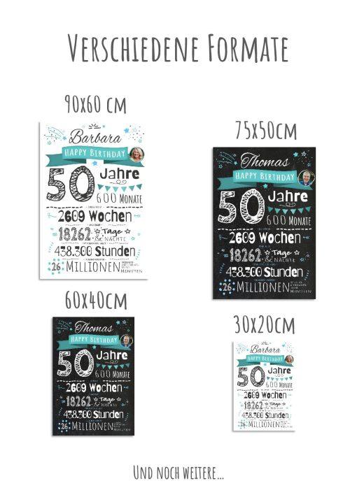Meilensteintafel Chalkboard Geschenk 50. Geburtstag Personalisiert Mann Frau Geburtstagstafel Zahlenspaß (12)