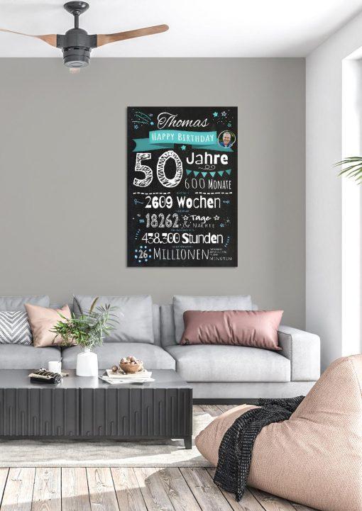 Meilensteintafel Chalkboard Geschenk 50. Geburtstag Personalisiert Mann Frau Geburtstagstafel Zahlenspaß (3)