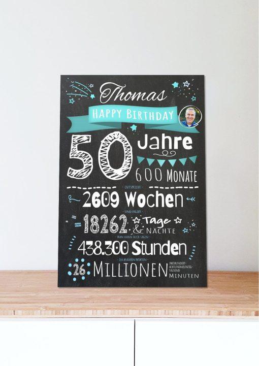 Meilensteintafel Chalkboard Geschenk 50. Geburtstag Personalisiert Mann Frau Geburtstagstafel Zahlenspaß (6)
