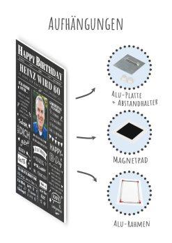 Meilensteintafel Chalkboard Geschenk 60. Geburtstag Zeitung Geburtstagsposter Jahrgangsposter Personalisiert Frau Mann Happy Birthday (10)