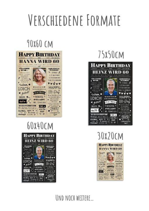 Meilensteintafel Chalkboard Geschenk 60. Geburtstag Zeitung Geburtstagsposter Jahrgangsposter Personalisiert Frau Mann Happy Birthday (12)