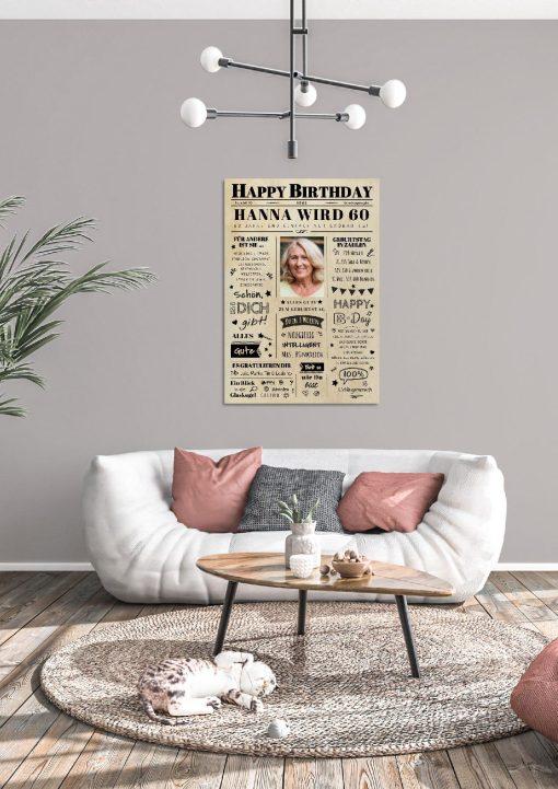 Meilensteintafel Chalkboard Geschenk 60. Geburtstag Zeitung Geburtstagsposter Jahrgangsposter Personalisiert Frau Mann Happy Birthday (4)