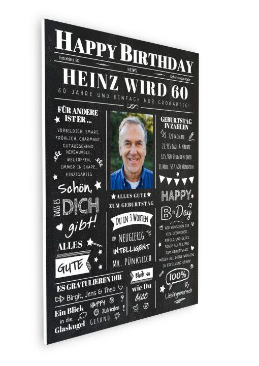Meilensteintafel Chalkboard Geschenk 60. Geburtstag Zeitung Geburtstagsposter Jahrgangsposter Personalisiert Frau Mann Happy Birthday (8)