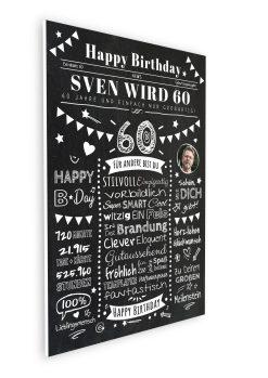 Meilensteintafel Chalkboard Geschenk 60. Geburtstag Zeitung Personalisiert Geburtstagstafel Mann Frau Klassik08